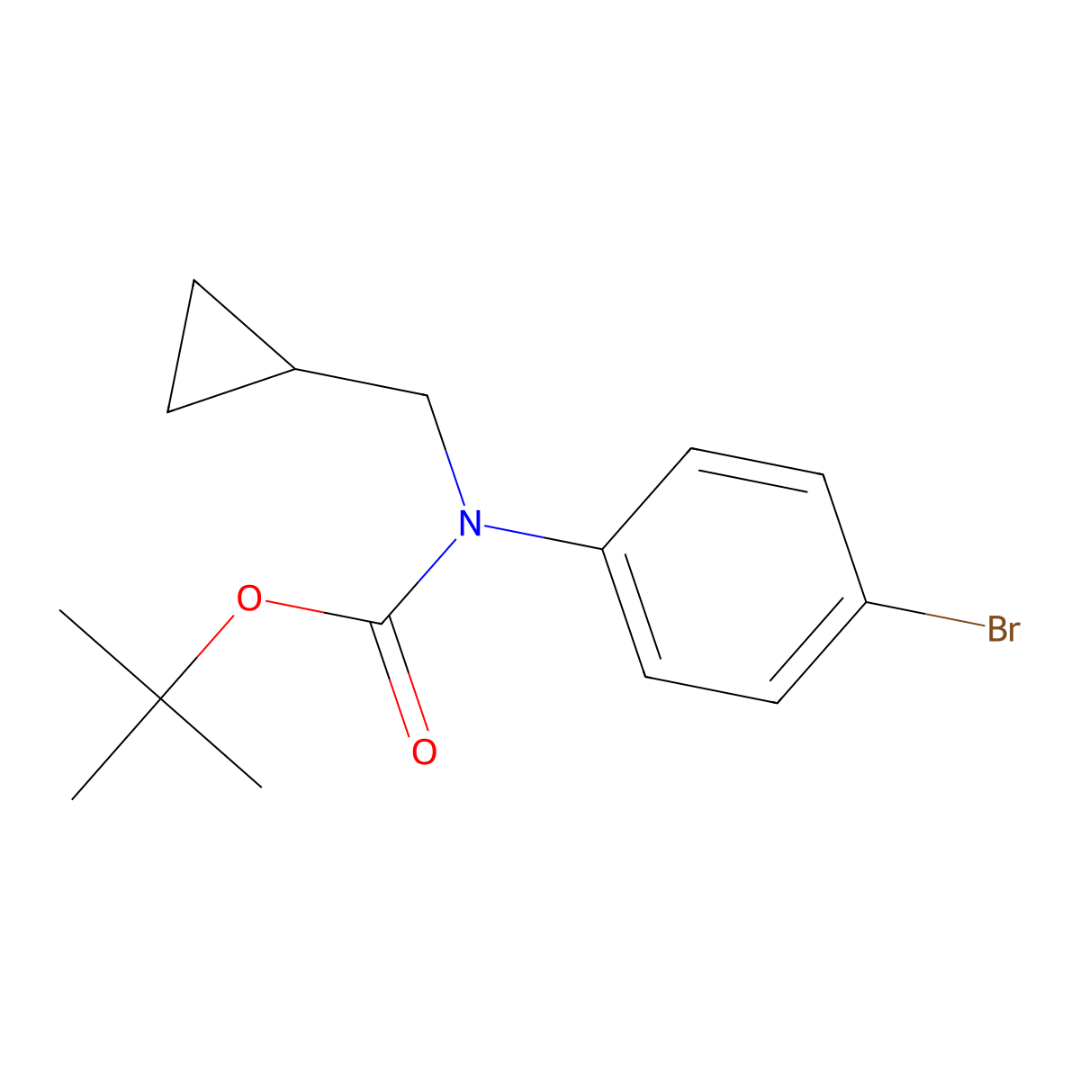 tert-butyl N-(4-bromophenyl)-N-(cyclopropylmethyl)carbamate molecular structure, CAS 2680674-90-0