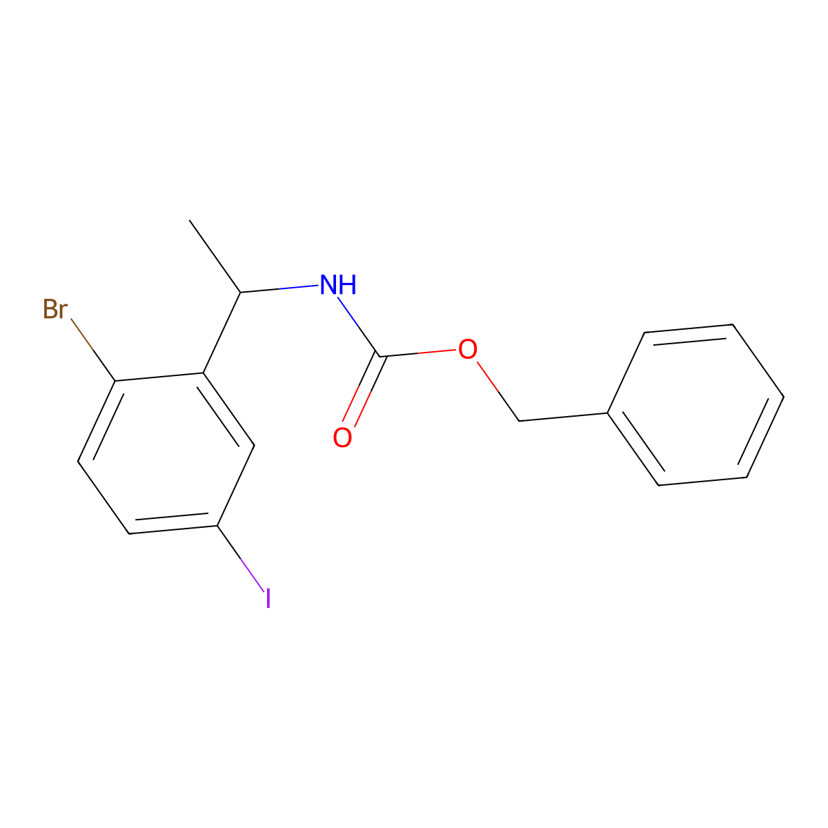 benzyl N-[1-(2-bromo-5-iodophenyl)ethyl]carbamate molecular structure, CAS 2680674-93-3