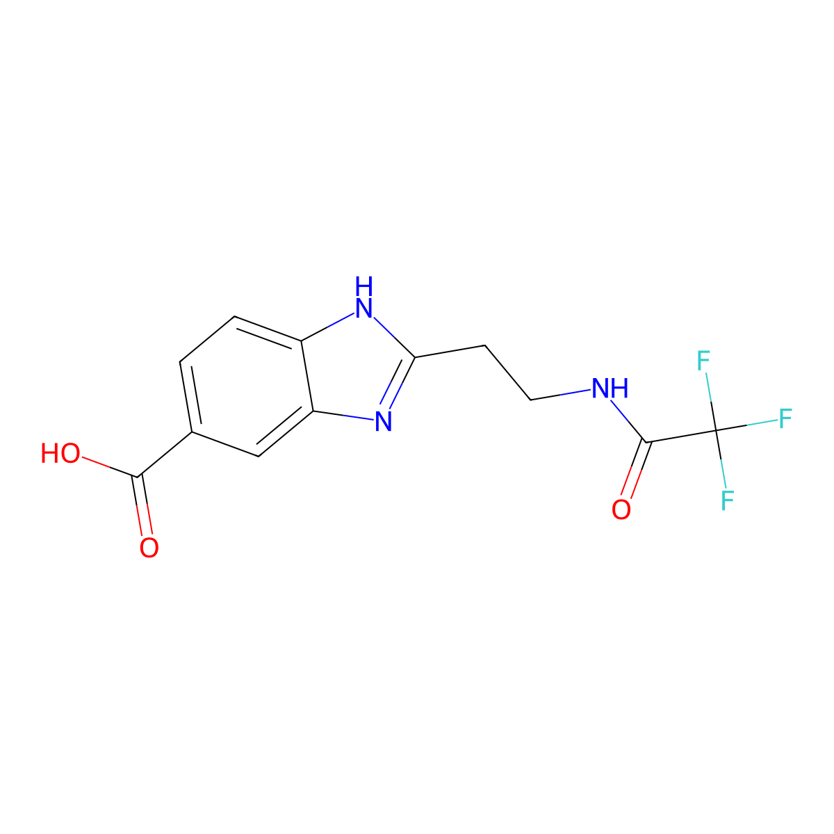 2-[2-(2,2,2-trifluoroacetamido)ethyl]-1H-1,3-benzodiazole-5-carboxylic acid molecular structure, CAS 2680674-94-4