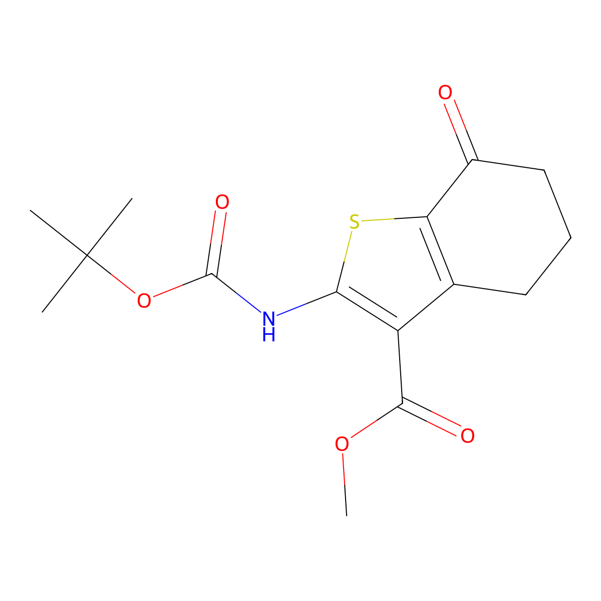 Methyl 2-{[(tert-butoxy)carbonyl]amino}-7-oxo-4,5,6,7-tetrahydro-1-benzothiophene-3-carboxylate molecular structure, CAS 2680674-97-7