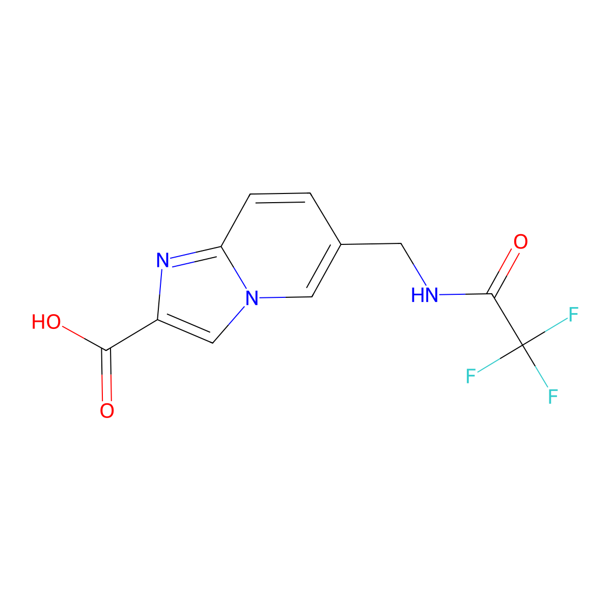 6-[(2,2,2-Trifluoroacetamido)methyl]imidazo[1,2-a]pyridine-2-carboxylic acid molecular structure, CAS 2680675-08-3