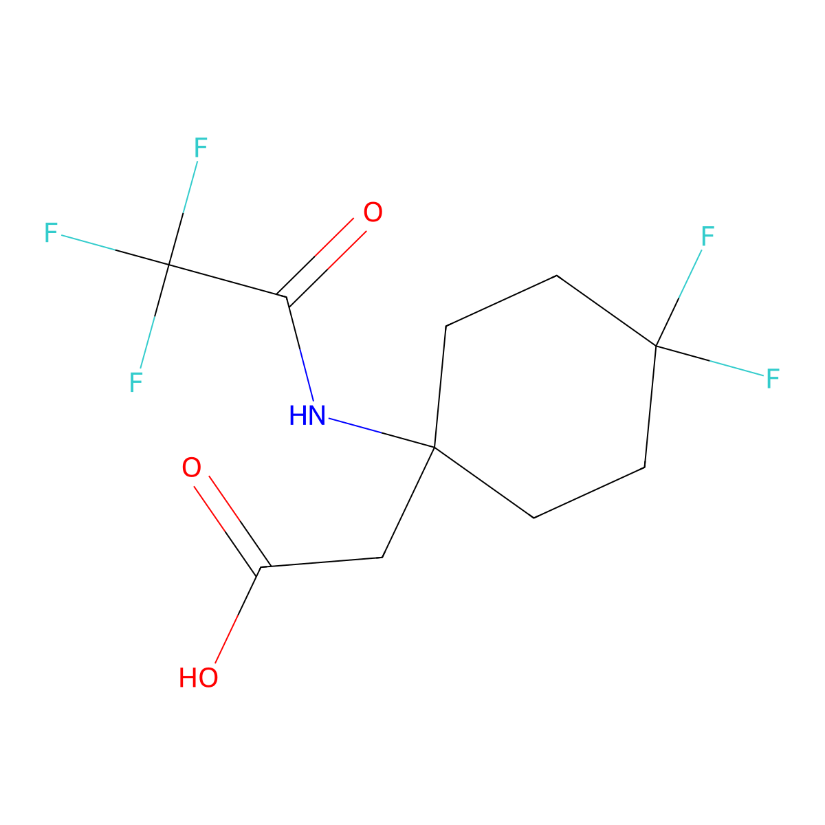 2-[4,4-Difluoro-1-(2,2,2-trifluoroacetamido)cyclohexyl]acetic acid molecular structure, CAS 2680675-09-4