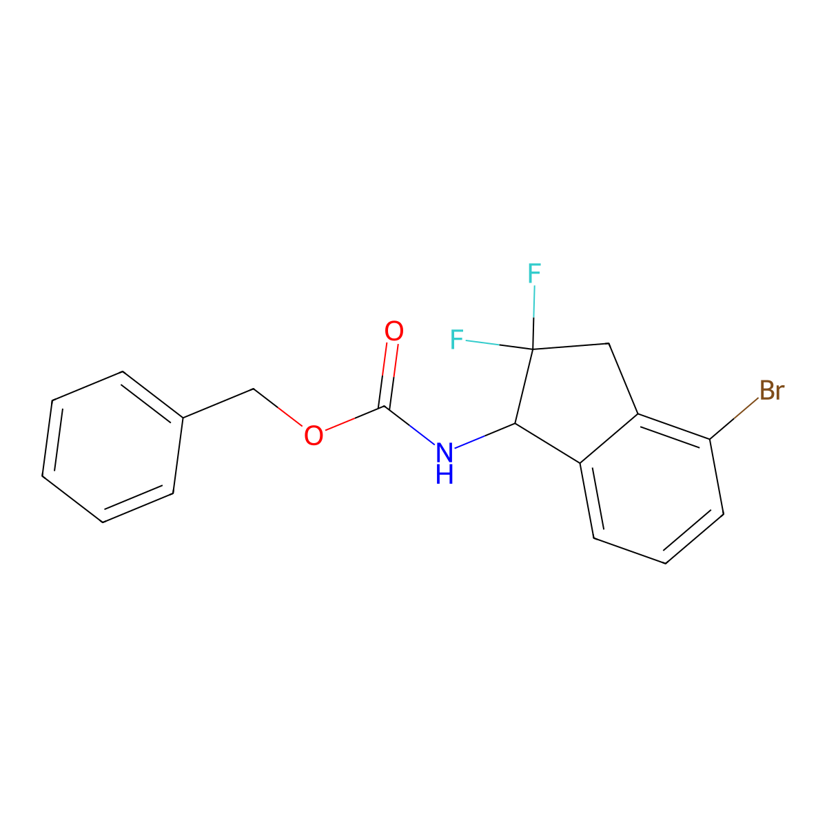 benzyl N-(4-bromo-2,2-difluoro-2,3-dihydro-1H-inden-1-yl)carbamate molecular structure, CAS 2680675-12-9