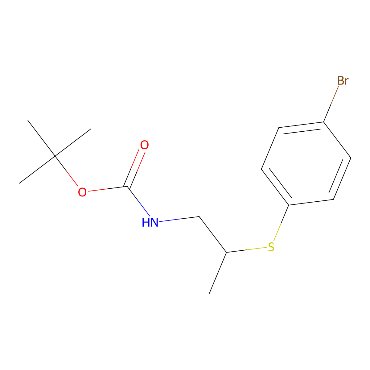 tert-butyl N-{2-[(4-bromophenyl)sulfanyl]propyl}carbamate molecular structure, CAS 2680675-15-2