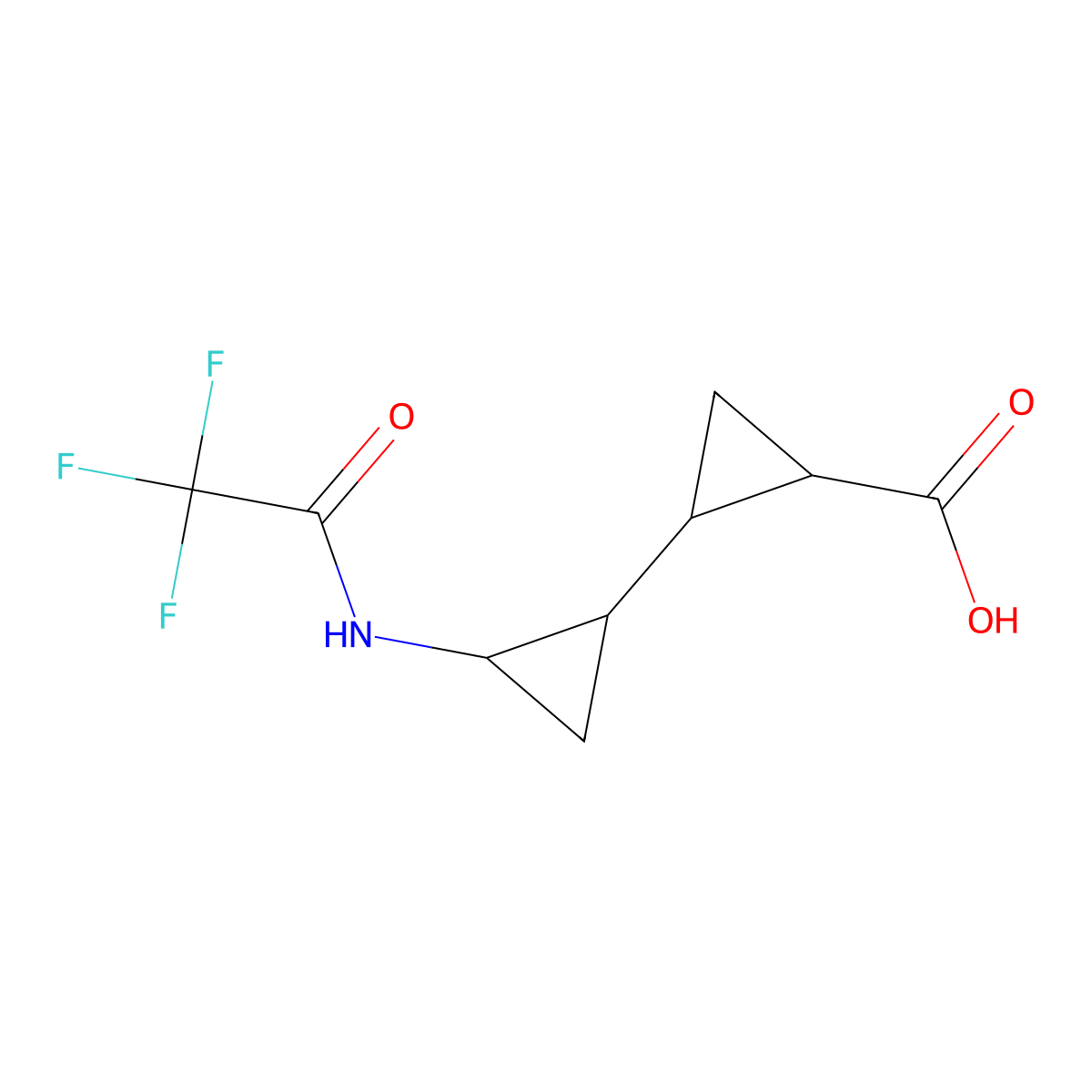 2-[2-(Trifluoroacetamido)cyclopropyl]cyclopropane-1-carboxylic acid molecular structure, CAS 2680675-20-9