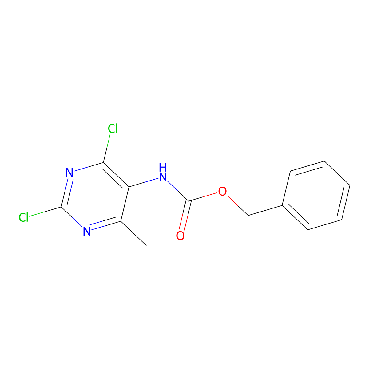 benzyl N-(2,4-dichloro-6-methylpyrimidin-5-yl)carbamate molecular structure, CAS 2680675-23-2