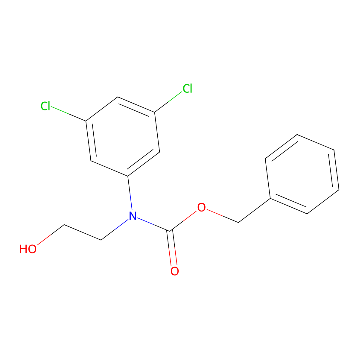 benzyl N-(3,5-dichlorophenyl)-N-(2-hydroxyethyl)carbamate molecular structure, CAS 2680675-29-8