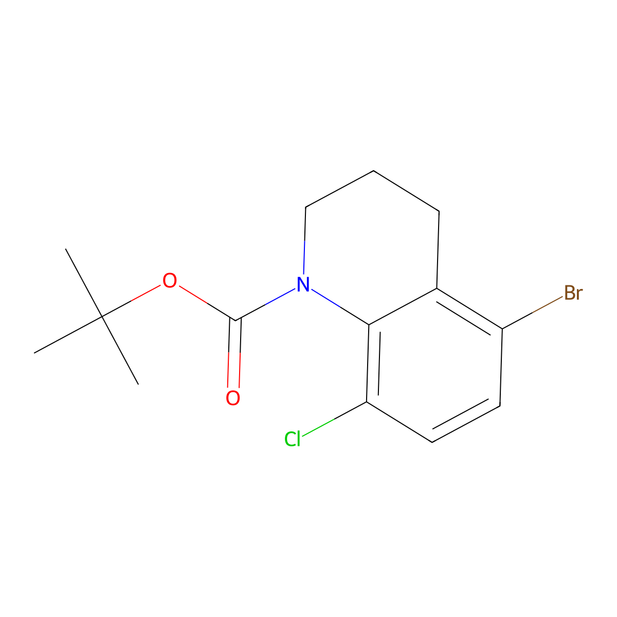 Tert-butyl 5-bromo-8-chloro-1,2,3,4-tetrahydroquinoline-1-carboxylate molecular structure, CAS 2680675-30-1