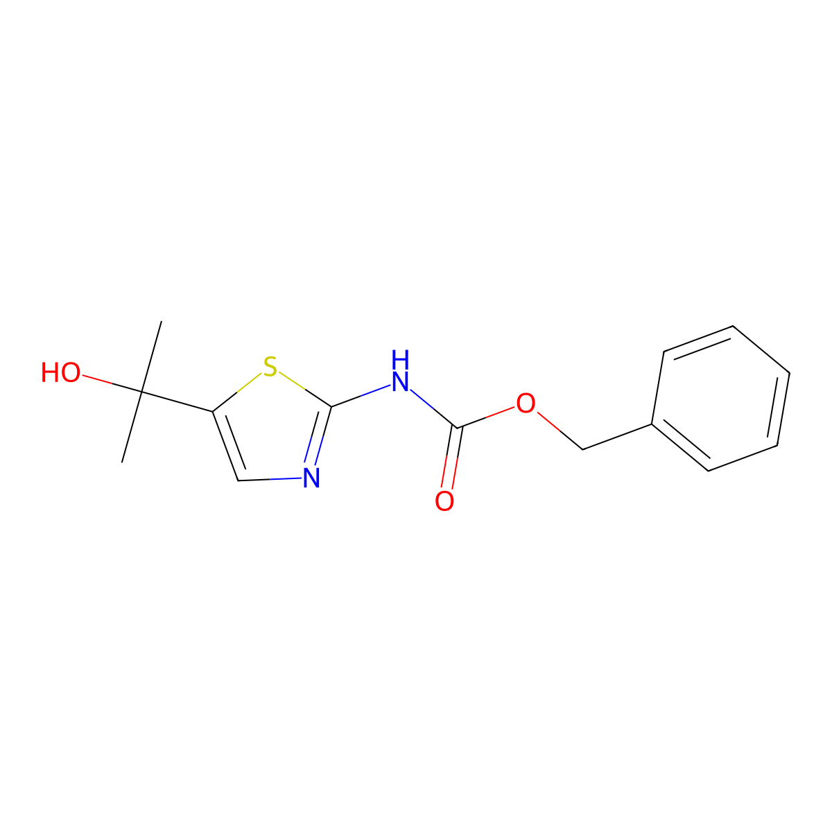 benzyl N-[5-(2-hydroxypropan-2-yl)-1,3-thiazol-2-yl]carbamate molecular structure, CAS 2680675-33-4