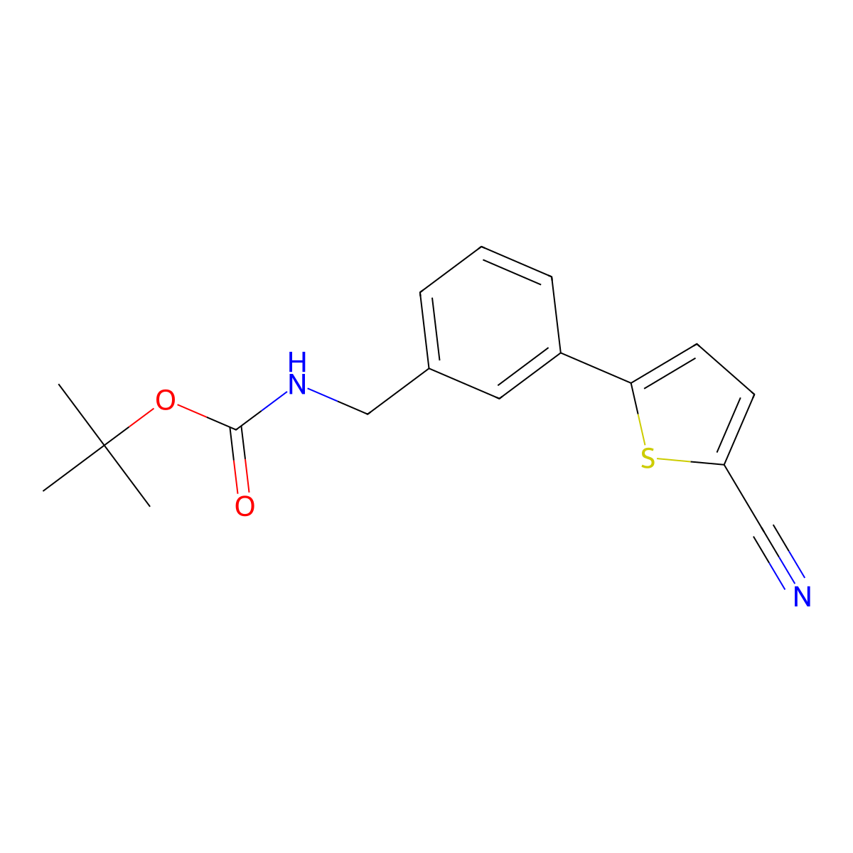 tert-butyl N-{[3-(5-cyanothiophen-2-yl)phenyl]methyl}carbamate molecular structure, CAS 2680675-34-5