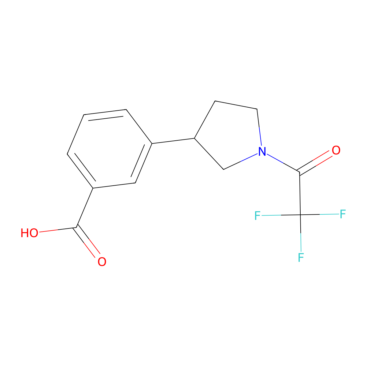3-[1-(2,2,2-Trifluoroacetyl)pyrrolidin-3-yl]benzoic acid molecular structure, CAS 2680675-39-0