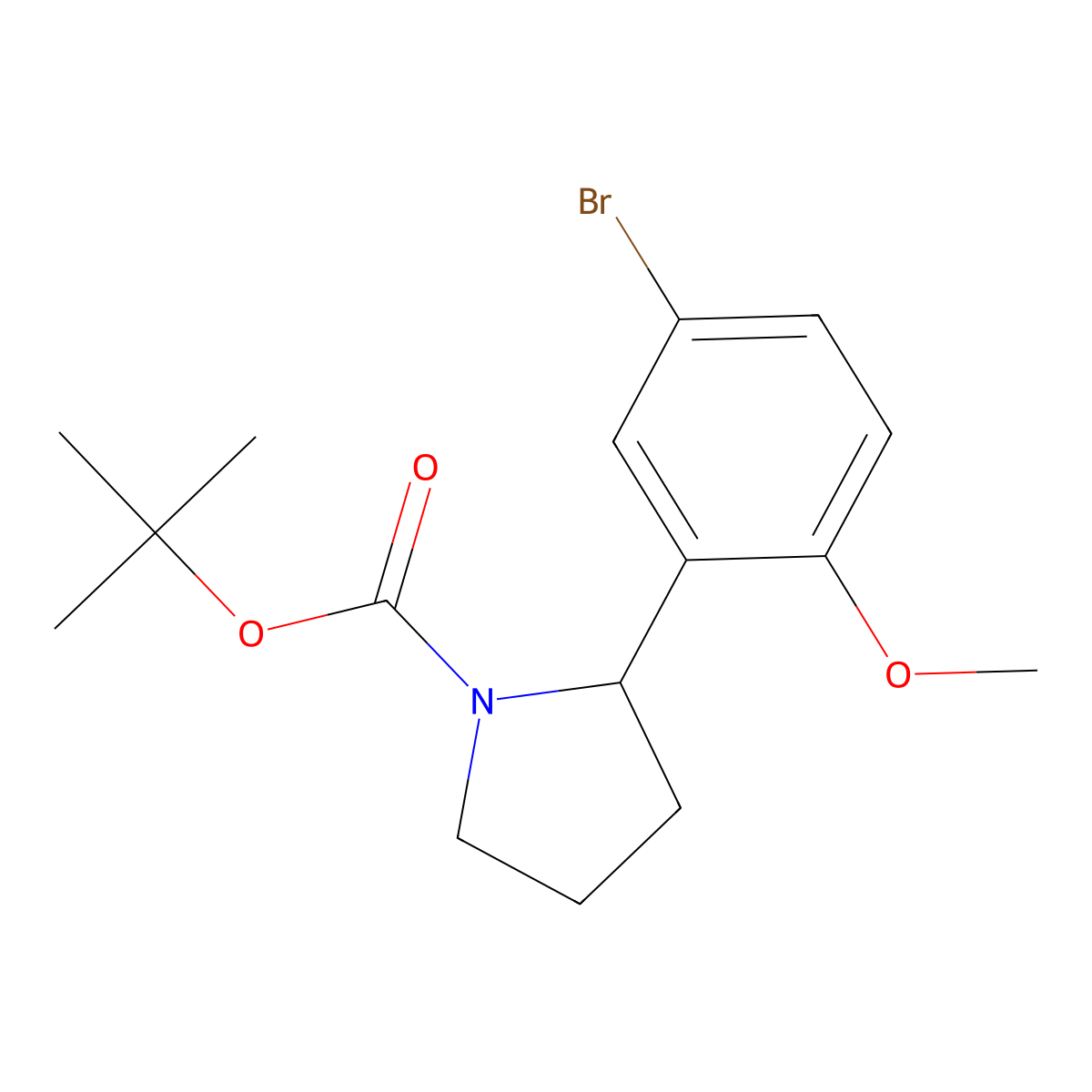 Tert-butyl 2-(5-bromo-2-methoxyphenyl)pyrrolidine-1-carboxylate molecular structure, CAS 2680675-44-7