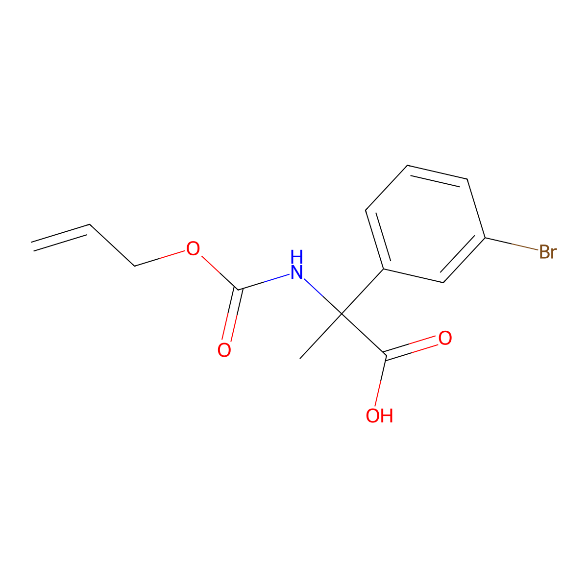 2-(3-Bromophenyl)-2-{[(prop-2-en-1-yloxy)carbonyl]amino}propanoic acid molecular structure, CAS 2680675-60-7