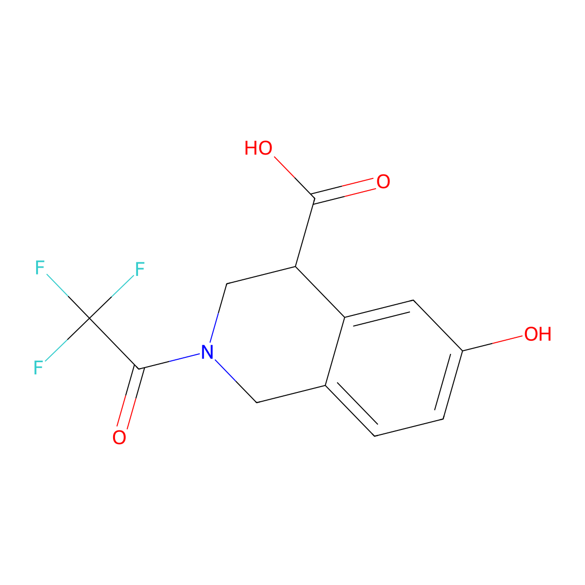 6-Hydroxy-2-(2,2,2-trifluoroacetyl)-1,2,3,4-tetrahydroisoquinoline-4-carboxylic acid molecular structure, CAS 2680675-61-8