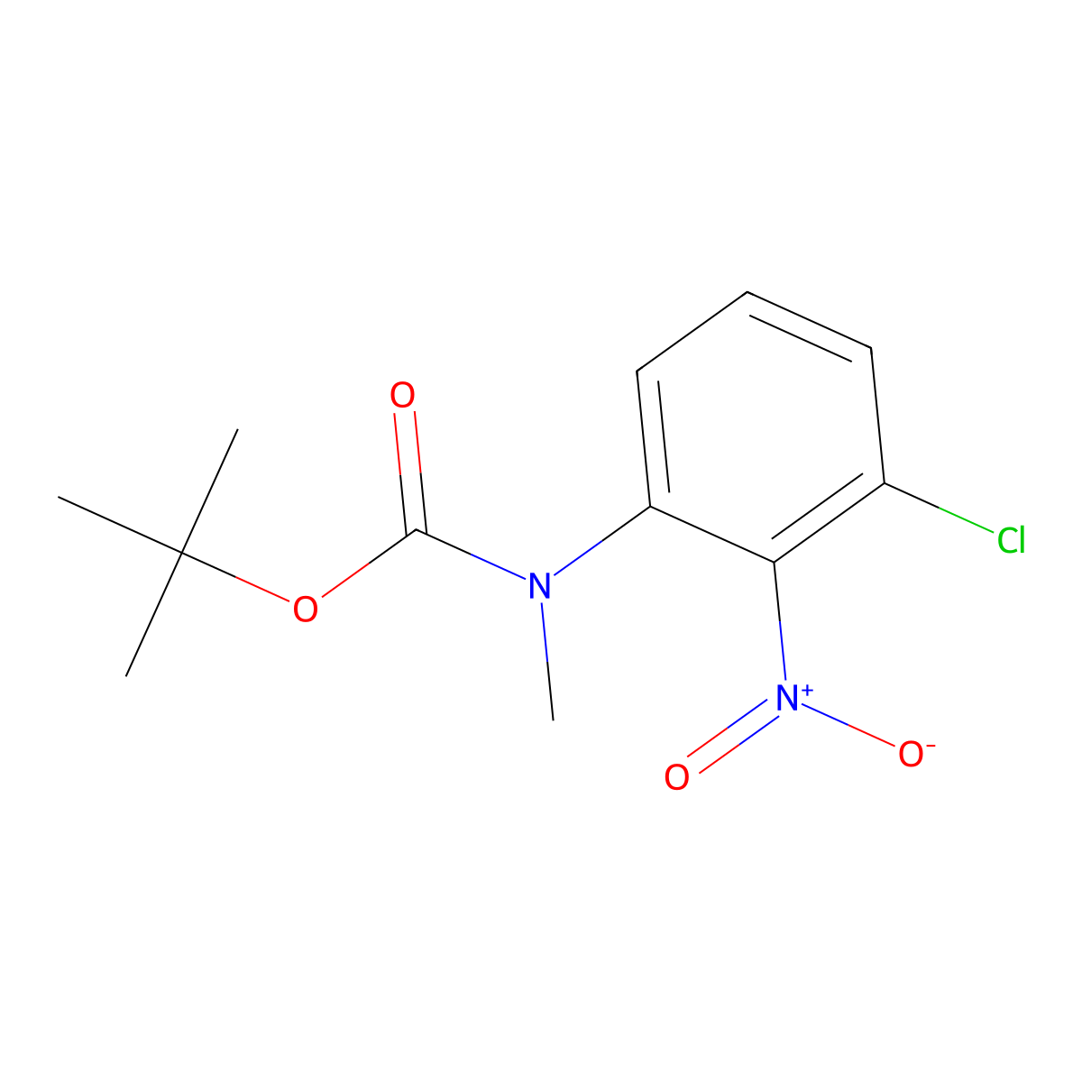 tert-butyl N-(3-chloro-2-nitrophenyl)-N-methylcarbamate molecular structure, CAS 2680675-62-9