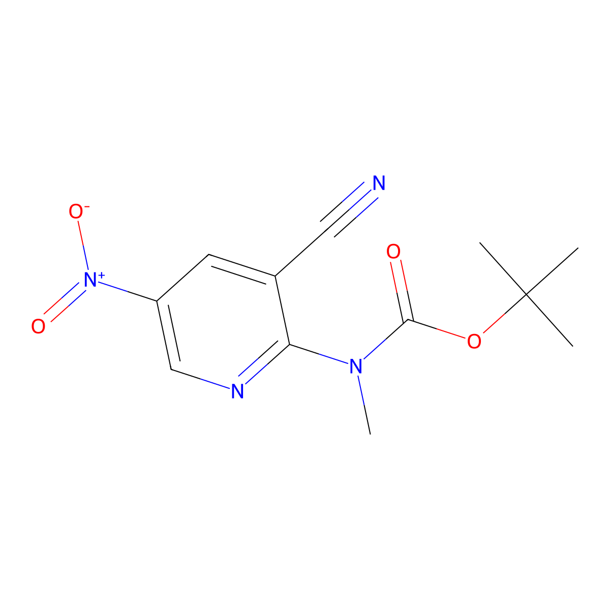 tert-butyl N-(3-cyano-5-nitropyridin-2-yl)-N-methylcarbamate molecular structure, CAS 2680675-64-1
