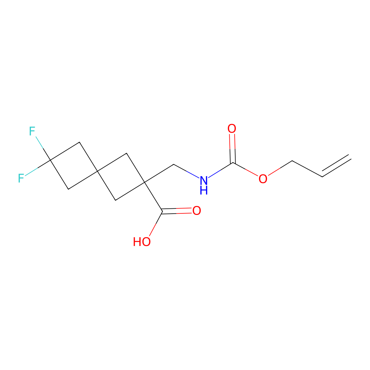 6,6-Difluoro-2-({[(prop-2-en-1-yloxy)carbonyl]amino}methyl)spiro[3.3]heptane-2-carboxylic acid molecular structure, CAS 2680675-68-5