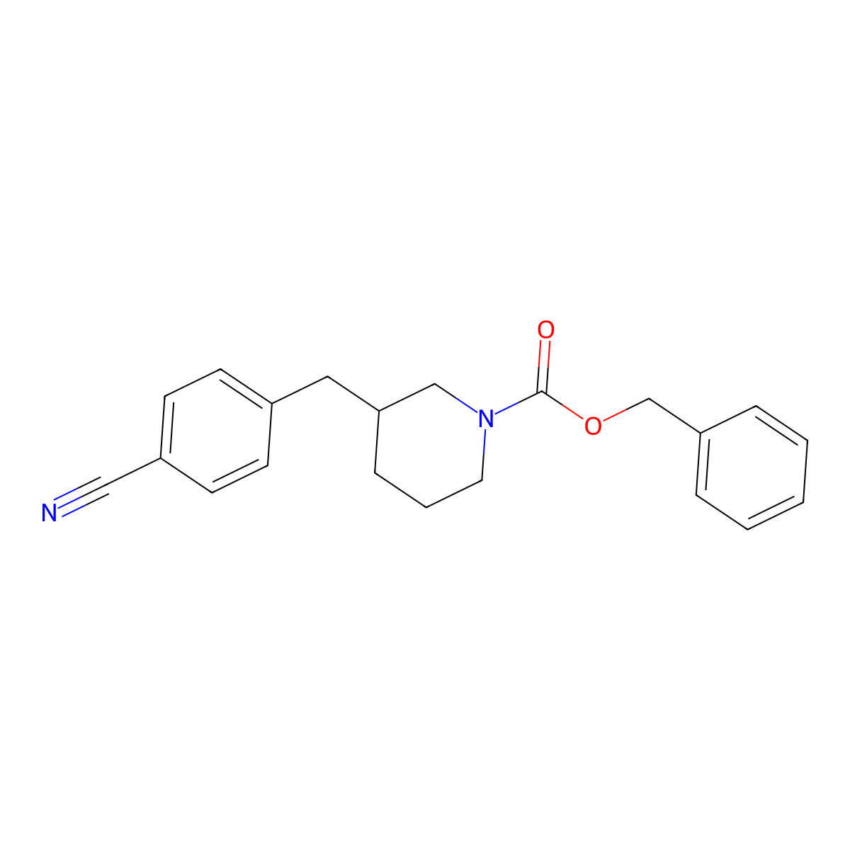 Benzyl 3-[(4-cyanophenyl)methyl]piperidine-1-carboxylate molecular structure, CAS 2680675-69-6