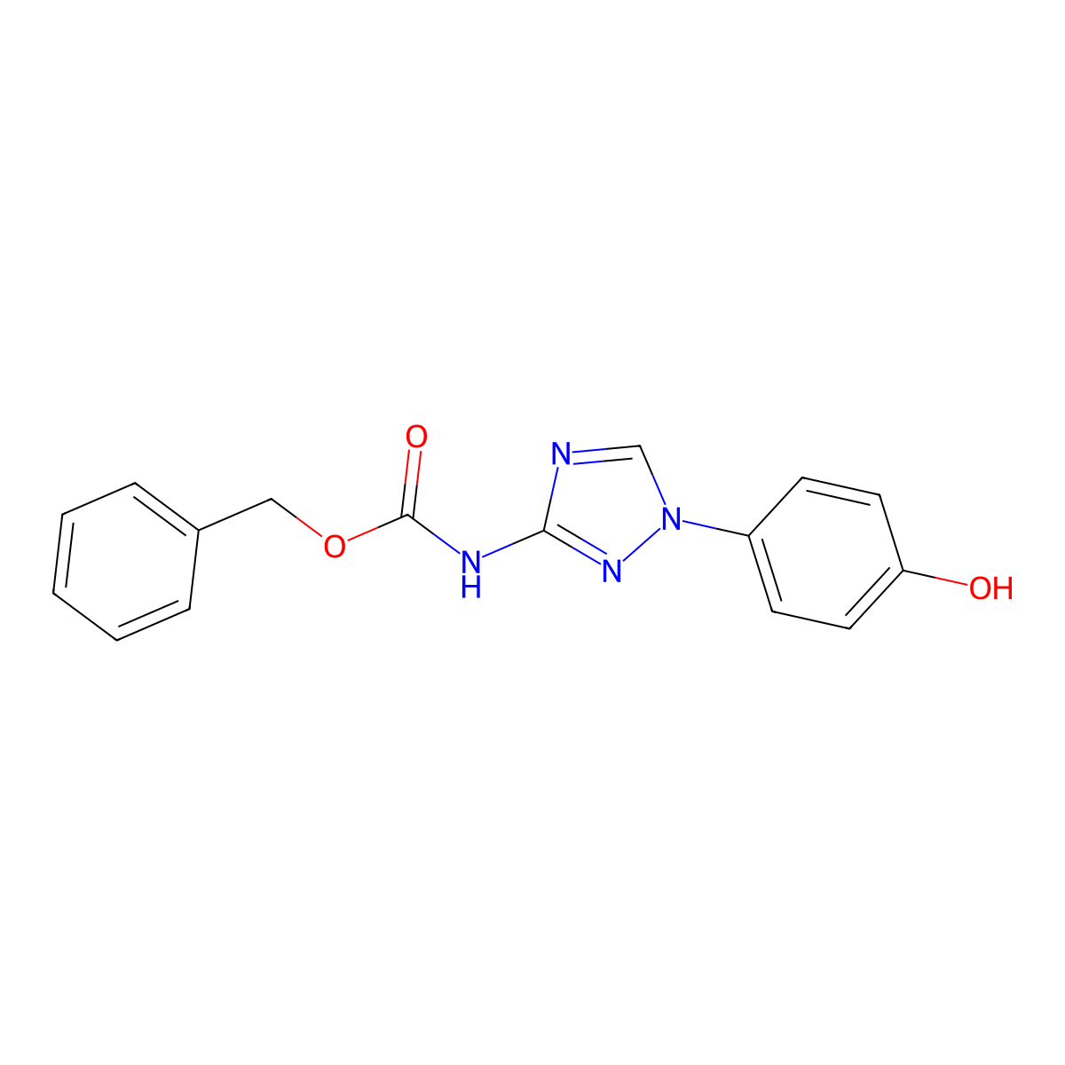 benzyl N-[1-(4-hydroxyphenyl)-1H-1,2,4-triazol-3-yl]carbamate molecular structure, CAS 2680675-71-0