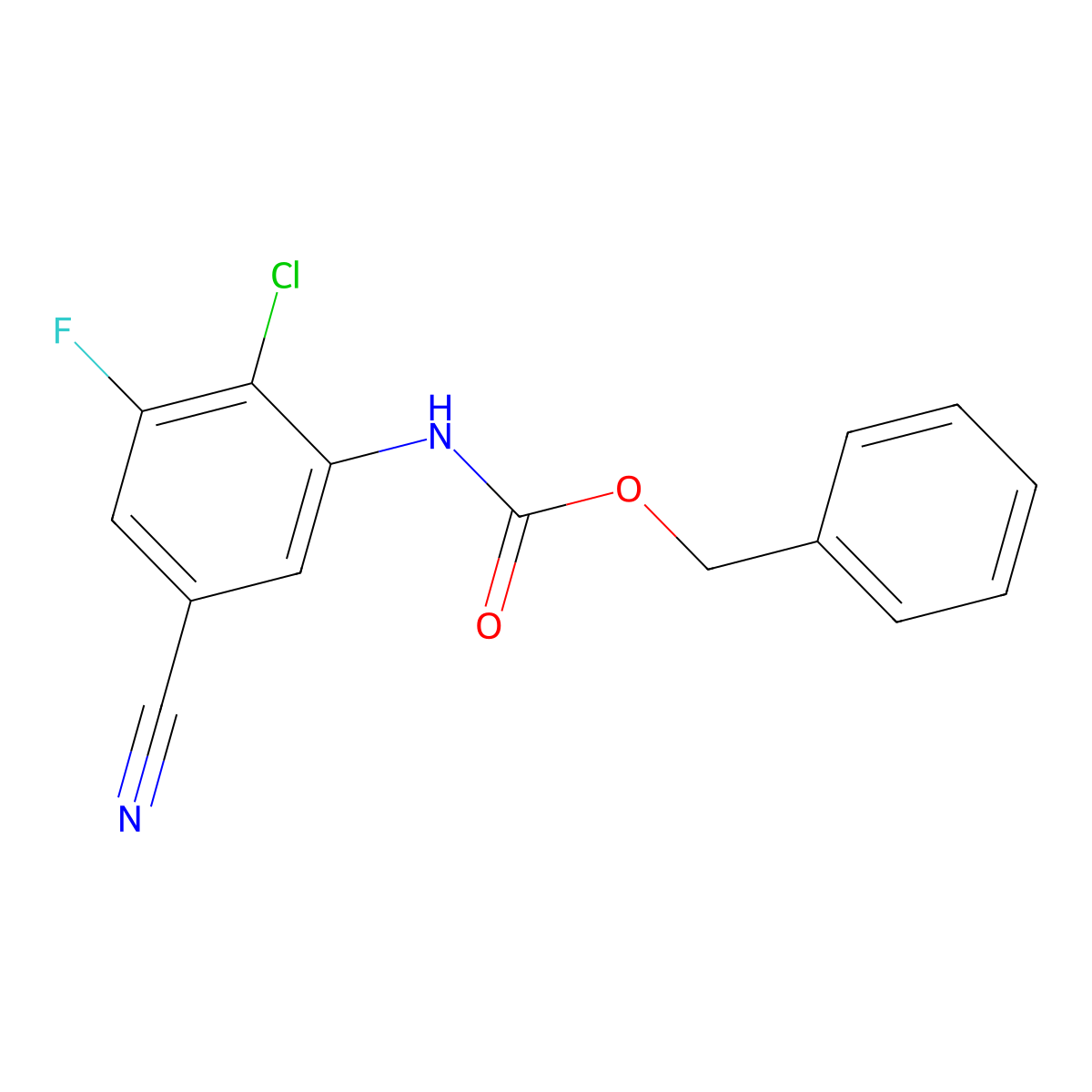 benzyl N-(2-chloro-5-cyano-3-fluorophenyl)carbamate molecular structure, CAS 2680675-74-3