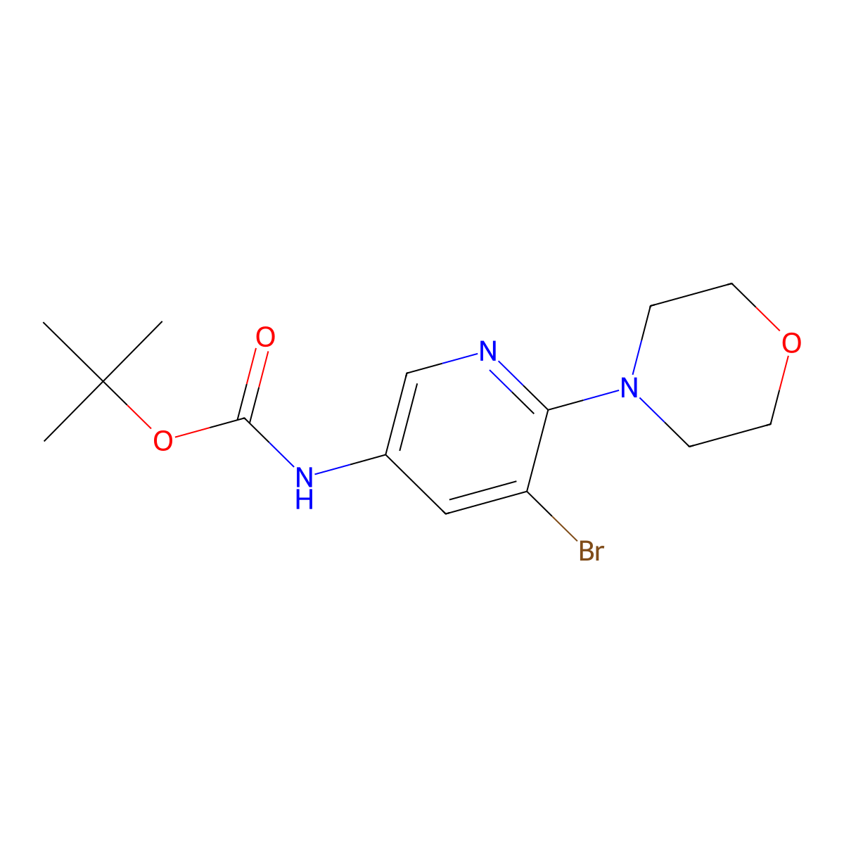 tert-butyl N-[5-bromo-6-(morpholin-4-yl)pyridin-3-yl]carbamate molecular structure, CAS 2680675-75-4
