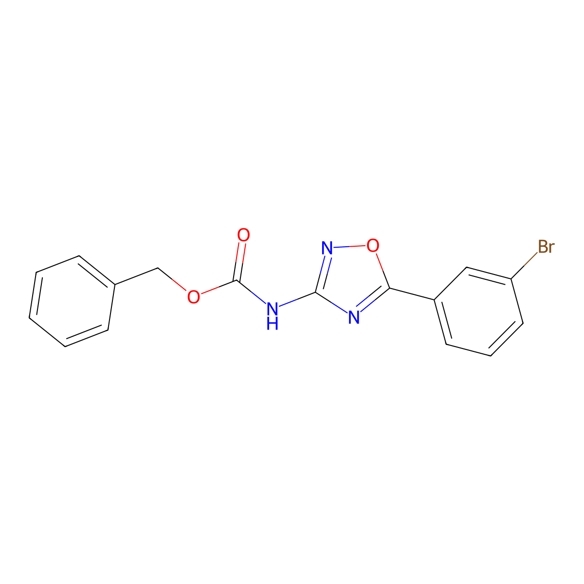 benzyl N-[5-(3-bromophenyl)-1,2,4-oxadiazol-3-yl]carbamate molecular structure, CAS 2680675-80-1