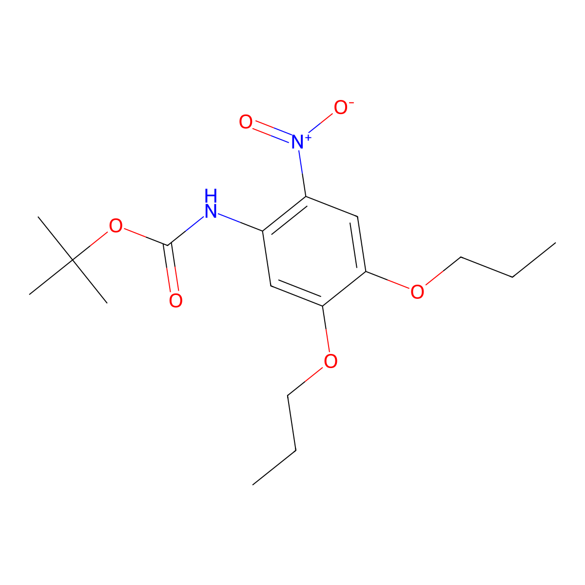 tert-butyl N-(2-nitro-4,5-dipropoxyphenyl)carbamate molecular structure, CAS 2680675-84-5