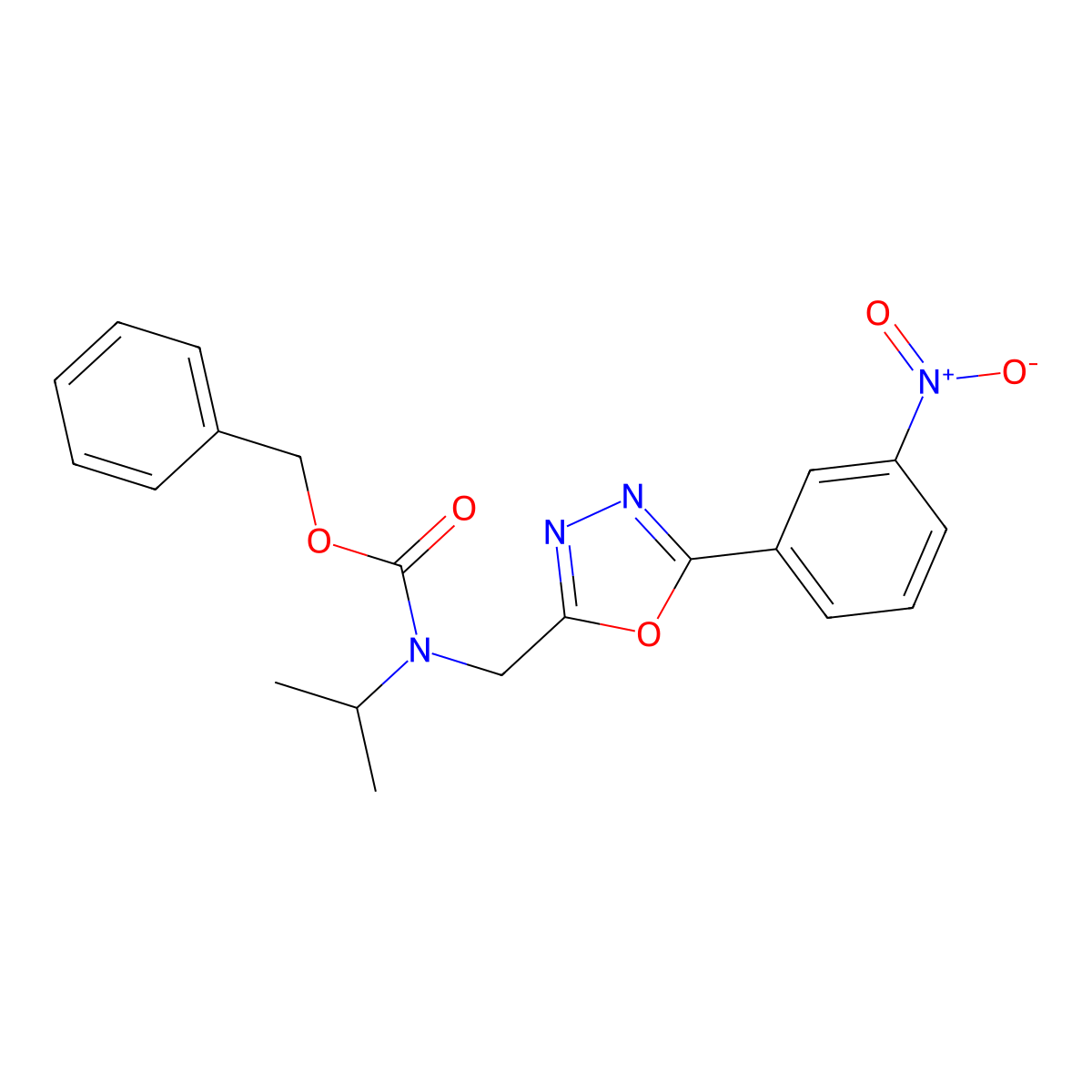 benzyl N-{[5-(3-nitrophenyl)-1,3,4-oxadiazol-2-yl]methyl}-N-(propan-2-yl)carbamate molecular structure, CAS 2680675-86-7