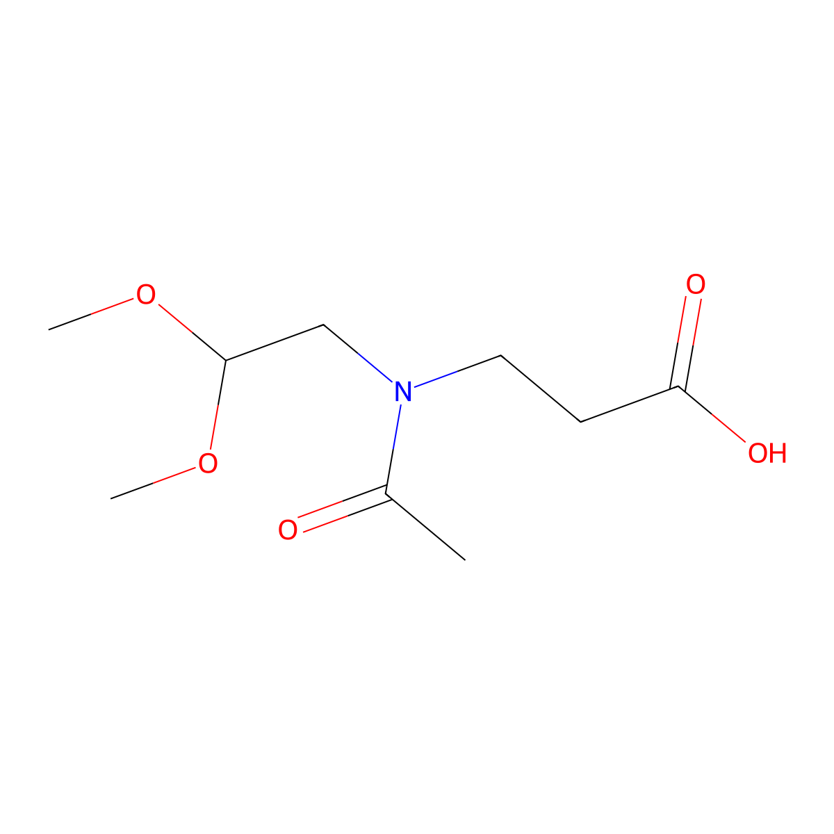 3-[N-(2,2-dimethoxyethyl)acetamido]propanoic acid molecular structure, CAS 2680675-93-6
