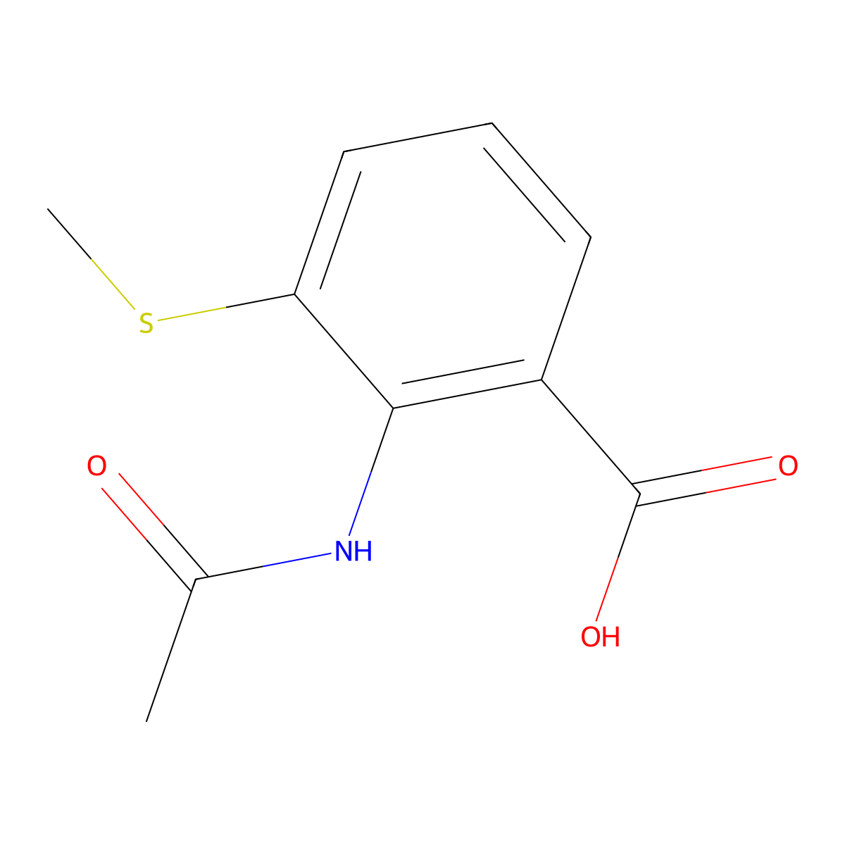 2-Acetamido-3-(methylsulfanyl)benzoic acid molecular structure, CAS 2680675-94-7