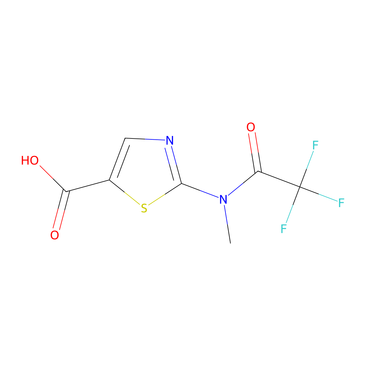 2-(2,2,2-trifluoro-N-methylacetamido)-1,3-thiazole-5-carboxylic acid molecular structure, CAS 2680675-99-2