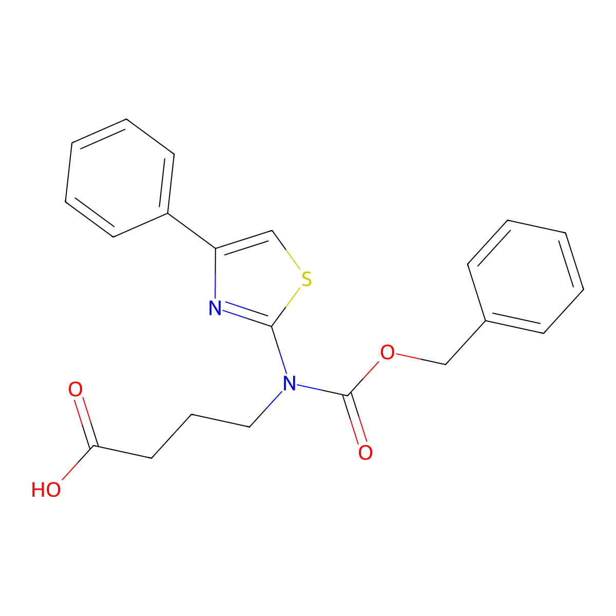 4-{[(Benzyloxy)carbonyl](4-phenyl-1,3-thiazol-2-yl)amino}butanoic acid molecular structure, CAS 2680676-02-0