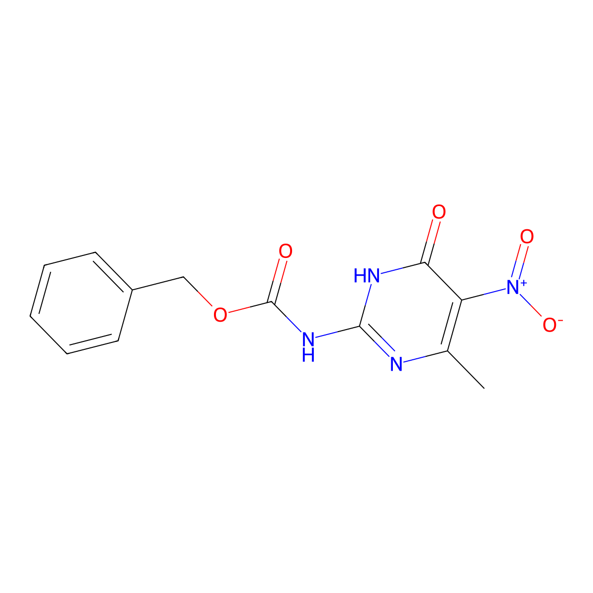 benzyl N-(4-methyl-5-nitro-6-oxo-1,6-dihydropyrimidin-2-yl)carbamate molecular structure, CAS 2680676-05-3