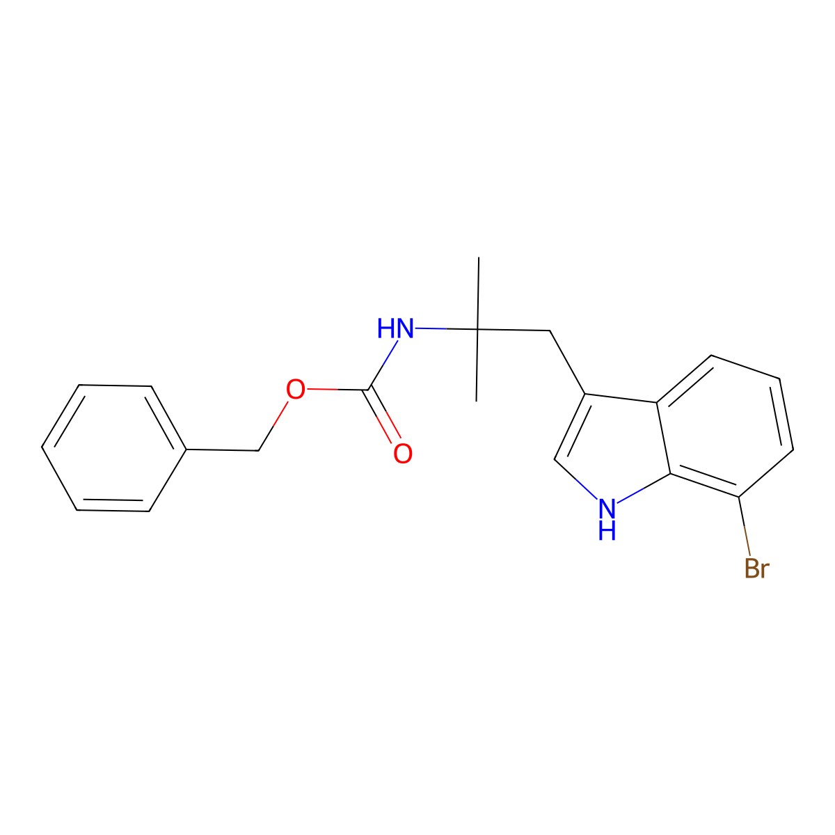 benzyl N-[1-(7-bromo-1H-indol-3-yl)-2-methylpropan-2-yl]carbamate molecular structure, CAS 2680676-10-0