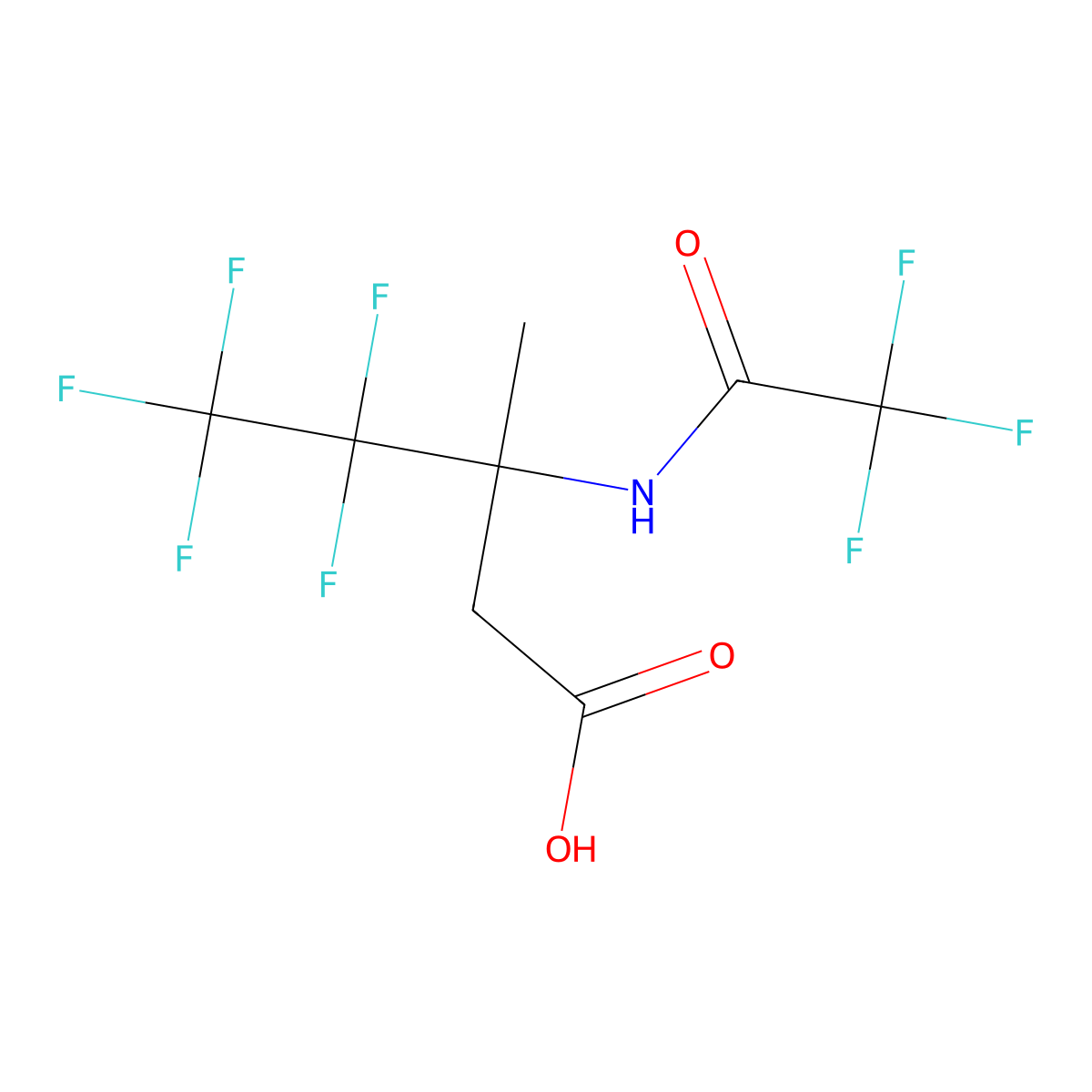 4,4,5,5,5-Pentafluoro-3-methyl-3-(2,2,2-trifluoroacetamido)pentanoic acid molecular structure, CAS 2680676-17-7