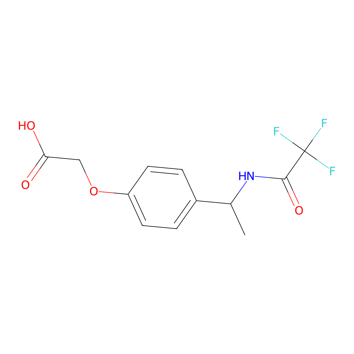 2-{4-[1-(2,2,2-Trifluoroacetamido)ethyl]phenoxy}acetic acid molecular structure, CAS 2680676-27-9