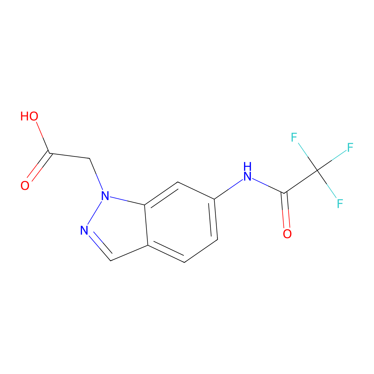 2-[6-(2,2,2-trifluoroacetamido)-1H-indazol-1-yl]acetic acid molecular structure, CAS 2680676-30-4