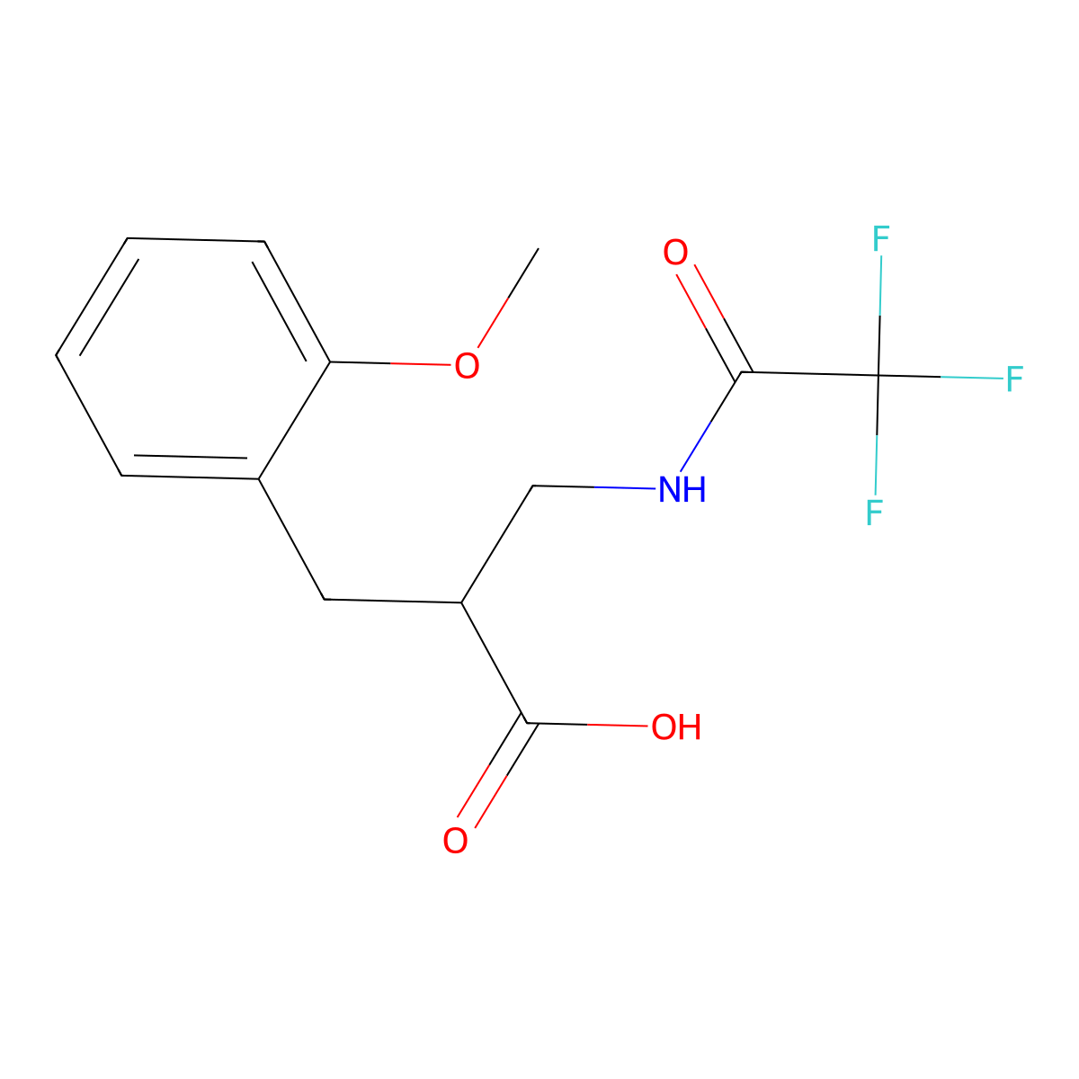 2-[(2-Methoxyphenyl)methyl]-3-(2,2,2-trifluoroacetamido)propanoic acid molecular structure, CAS 2680676-31-5
