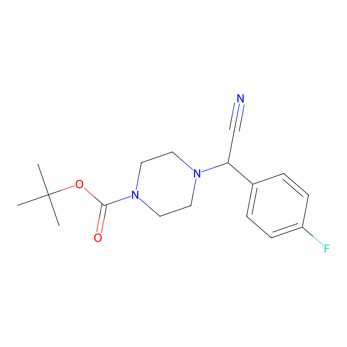 Tert-butyl 4-[cyano(4-fluorophenyl)methyl]piperazine-1-carboxylate molecular structure, CAS 2680676-34-8