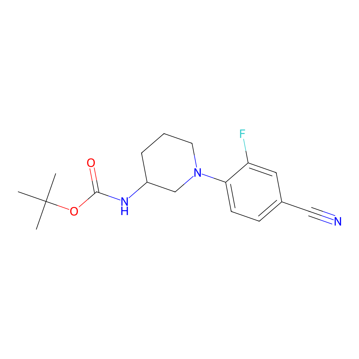 tert-butyl N-[1-(4-cyano-2-fluorophenyl)piperidin-3-yl]carbamate molecular structure, CAS 2680676-44-0