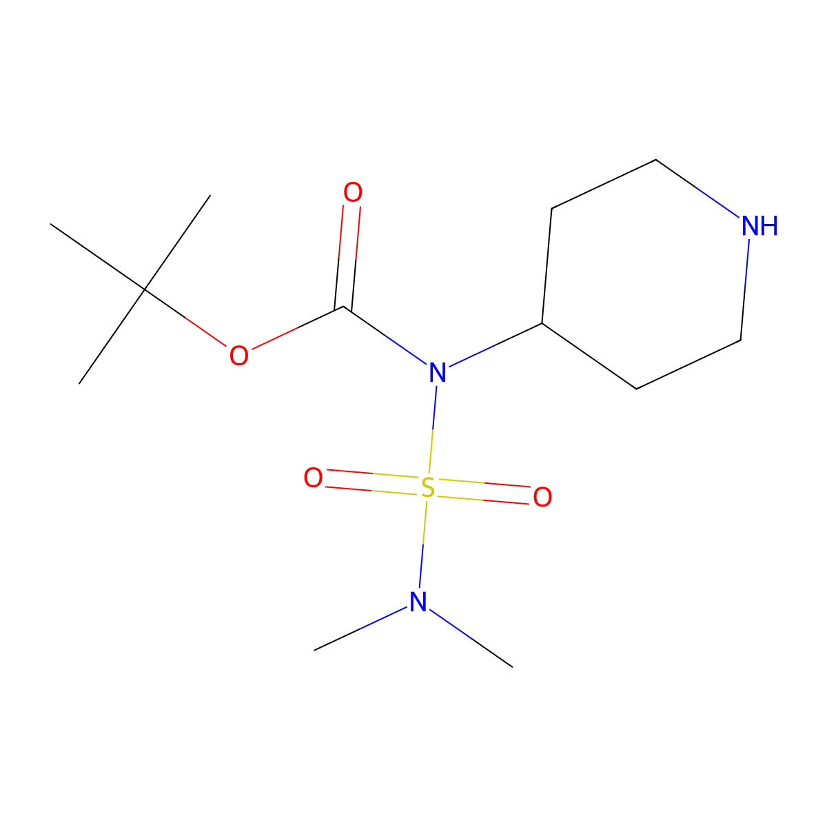 tert-butyl N-(dimethylsulfamoyl)-N-(piperidin-4-yl)carbamate molecular structure, CAS 2680676-47-3