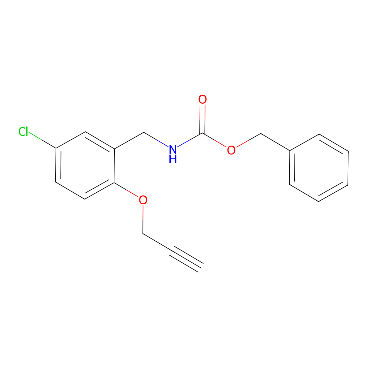 benzyl N-{[5-chloro-2-(prop-2-yn-1-yloxy)phenyl]methyl}carbamate molecular structure, CAS 2680676-48-4
