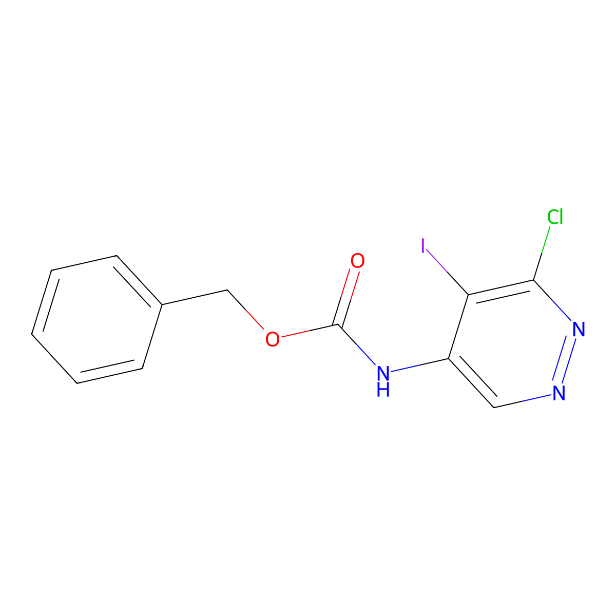 benzyl N-(6-chloro-5-iodopyridazin-4-yl)carbamate molecular structure, CAS 2680676-50-8