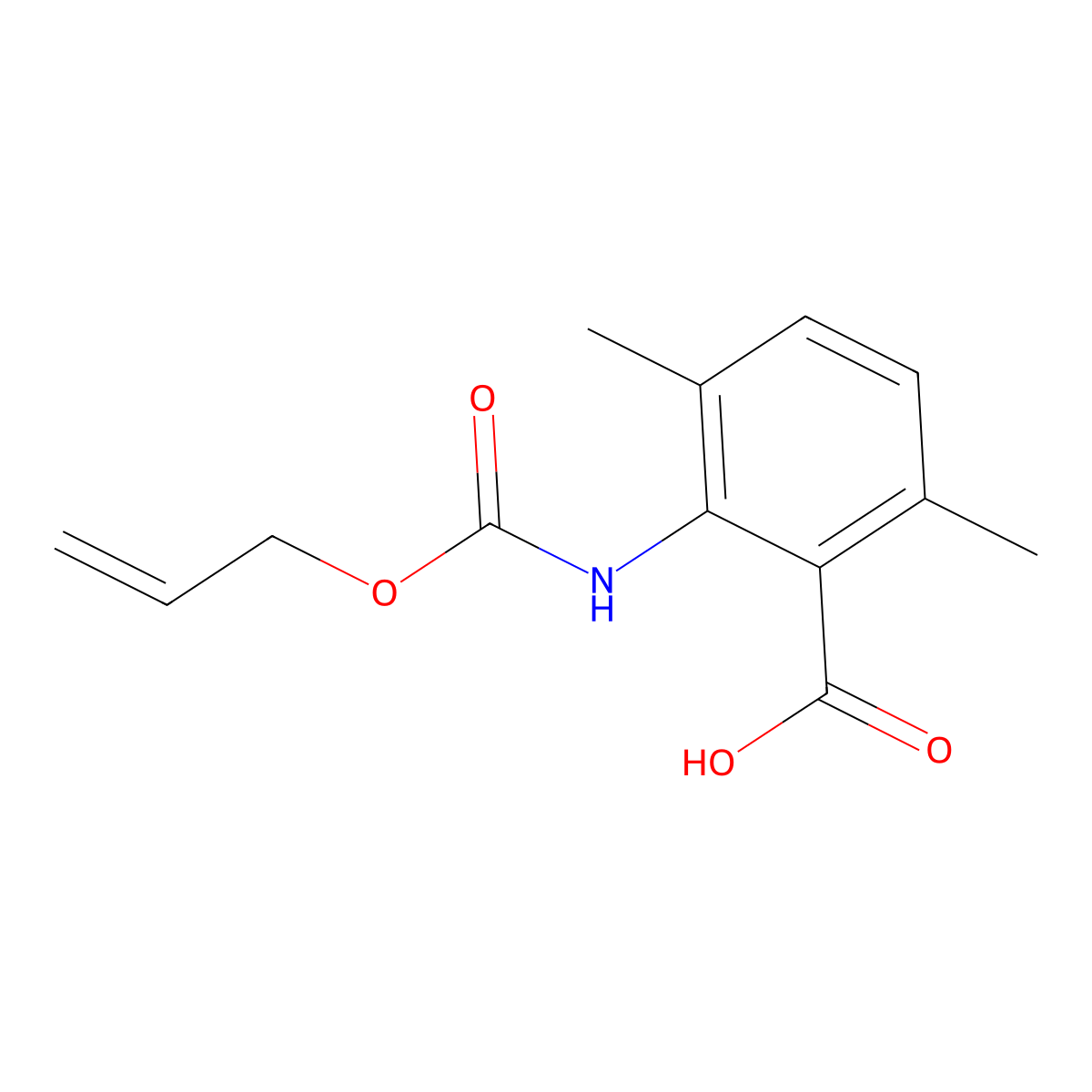 3,6-Dimethyl-2-{[(prop-2-en-1-yloxy)carbonyl]amino}benzoic acid molecular structure, CAS 2680676-51-9