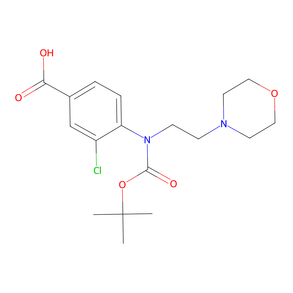 4-{[(Tert-butoxy)carbonyl][2-(morpholin-4-yl)ethyl]amino}-3-chlorobenzoic acid molecular structure, CAS 2680676-61-1