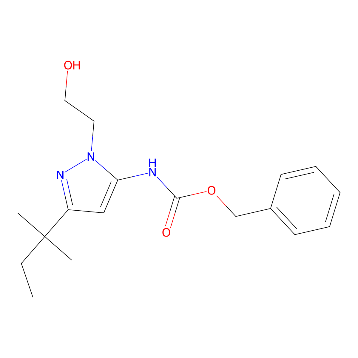 benzyl N-[1-(2-hydroxyethyl)-3-(2-methylbutan-2-yl)-1H-pyrazol-5-yl]carbamate molecular structure, CAS 2680676-63-3