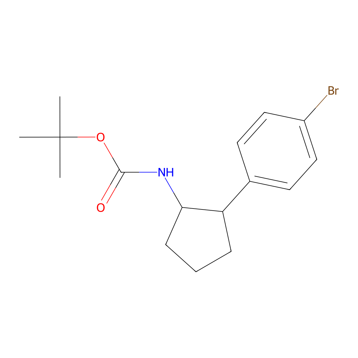 tert-butyl N-[2-(4-bromophenyl)cyclopentyl]carbamate molecular structure, CAS 2680676-66-6