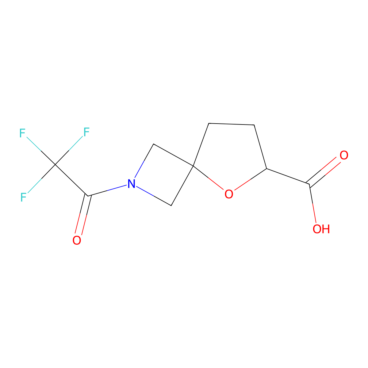 2-(2,2,2-Trifluoroacetyl)-5-oxa-2-azaspiro[3.4]octane-6-carboxylic acid molecular structure, CAS 2680676-70-2