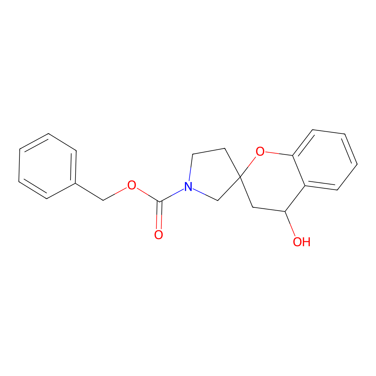 Benzyl 4-hydroxy-3,4-dihydrospiro[1-benzopyran-2,3'-pyrrolidine]-1'-carboxylate molecular structure, CAS 2680676-71-3