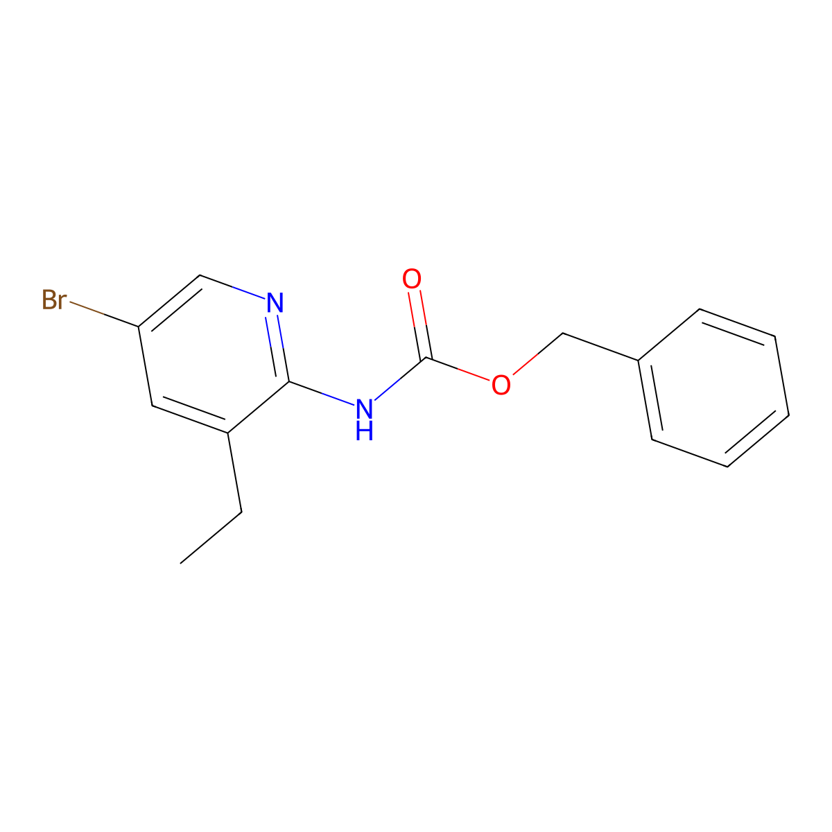benzyl N-(5-bromo-3-ethylpyridin-2-yl)carbamate molecular structure, CAS 2680676-78-0